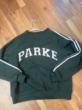 Dark Green 'PARKE' Crewneck mockneck Sweatshirt unisex s/m fleece inside
